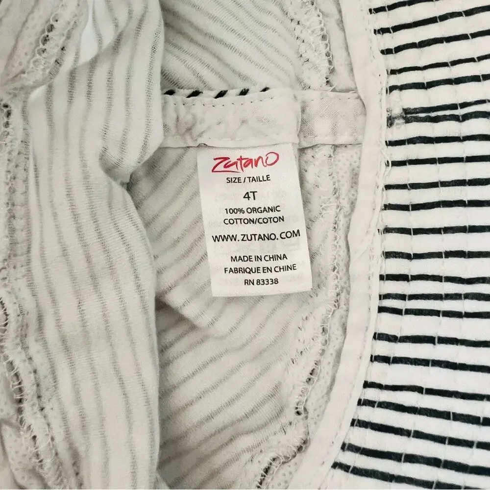 Zutano white black mini stripe toddler hat organic cotton